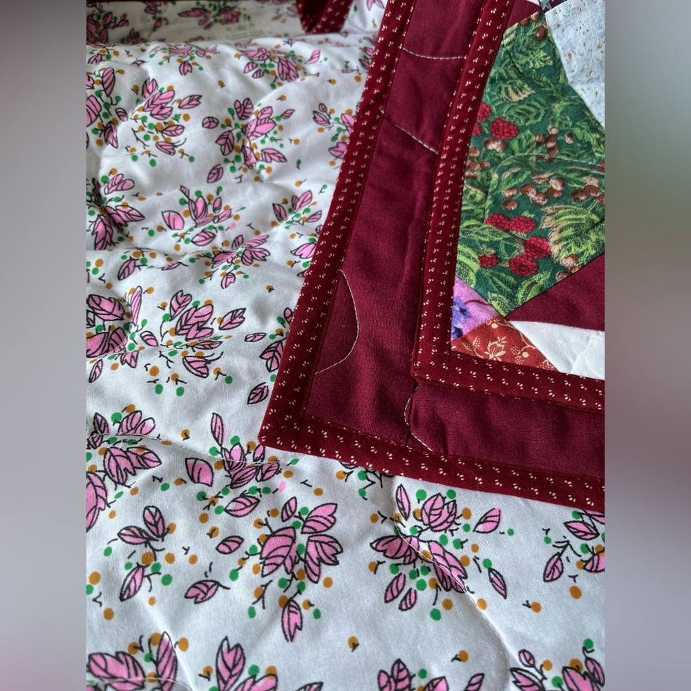 Handmade patchwork quilt cardigan, cropped shawl collar jacket, ladies' XS-M - Picture 10 of 11